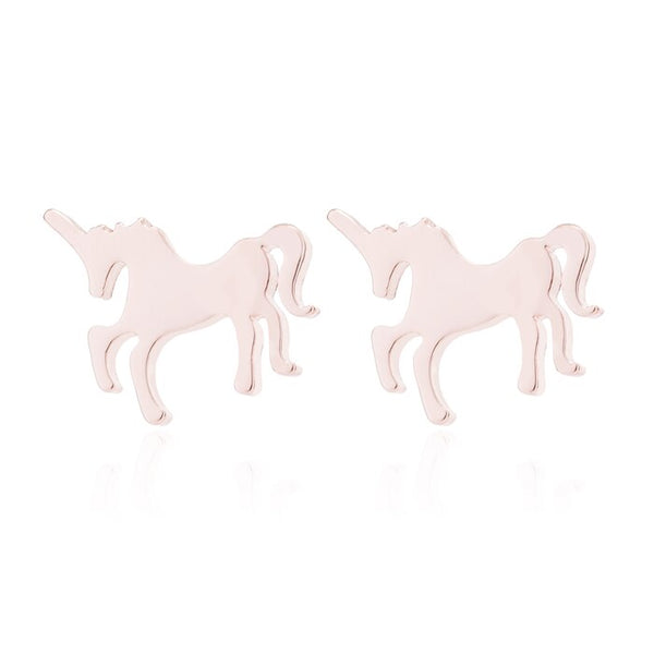 Pink Steel Unicorn Earrings